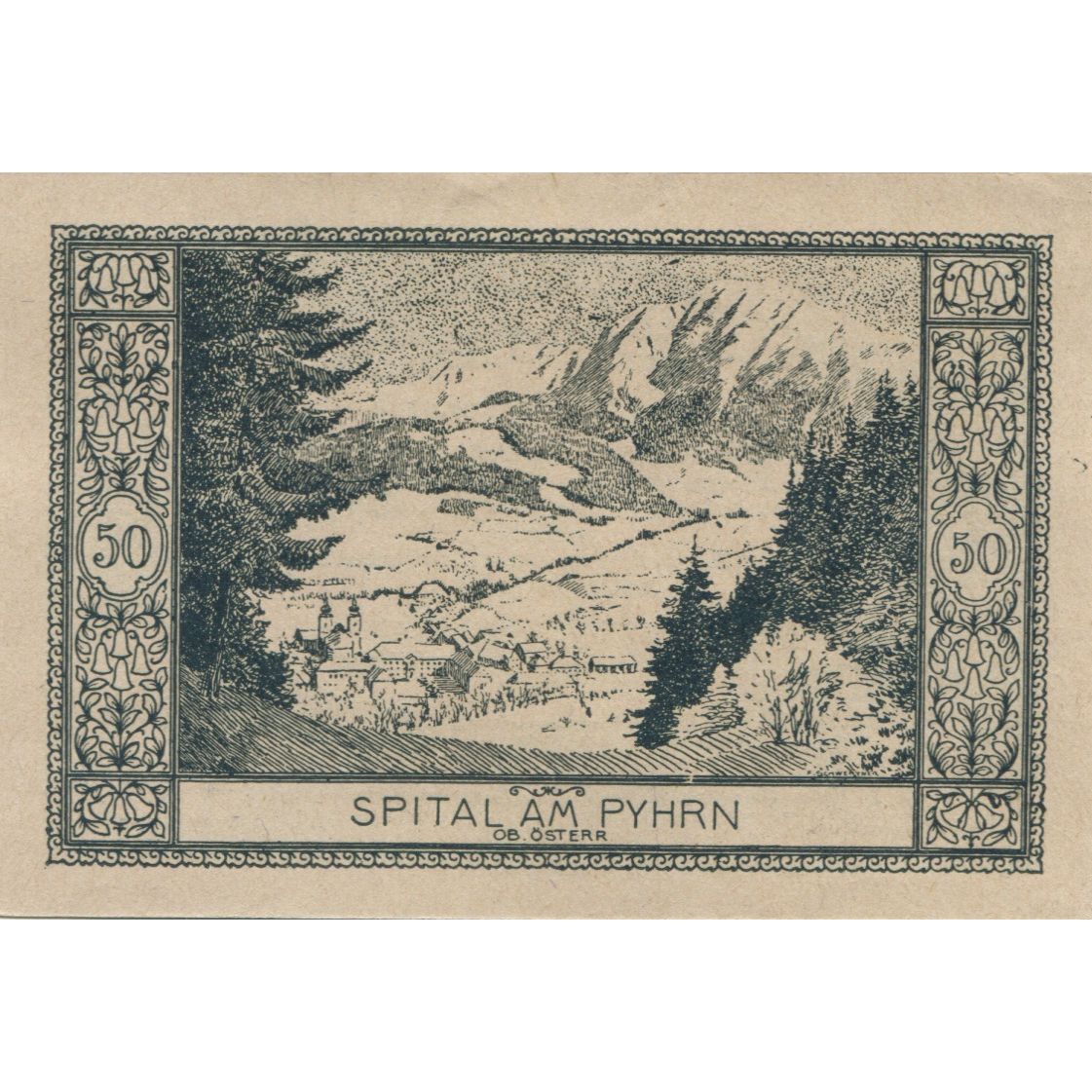Banknote, Austria, Spital, 50 Heller, paysage, 1921 UNC(63) Mehl:FS 1007Ib