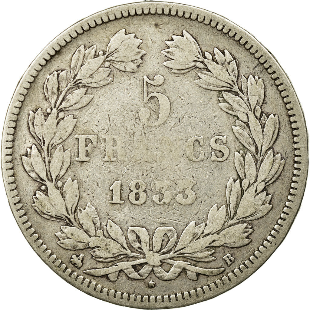 Coin, France, Louis-Philippe, 5 Francs, 1833, Rouen, VF(20-25), Silver