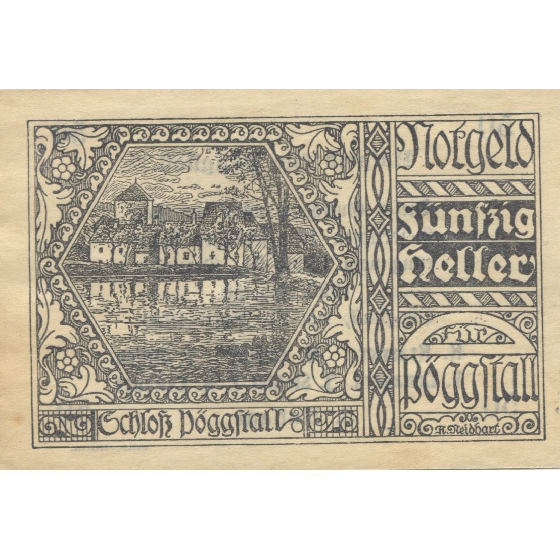 Banknote, Austria, Pöggstall, 50 Heller, château, 1920 UNC(63) Mehl:FS 756I