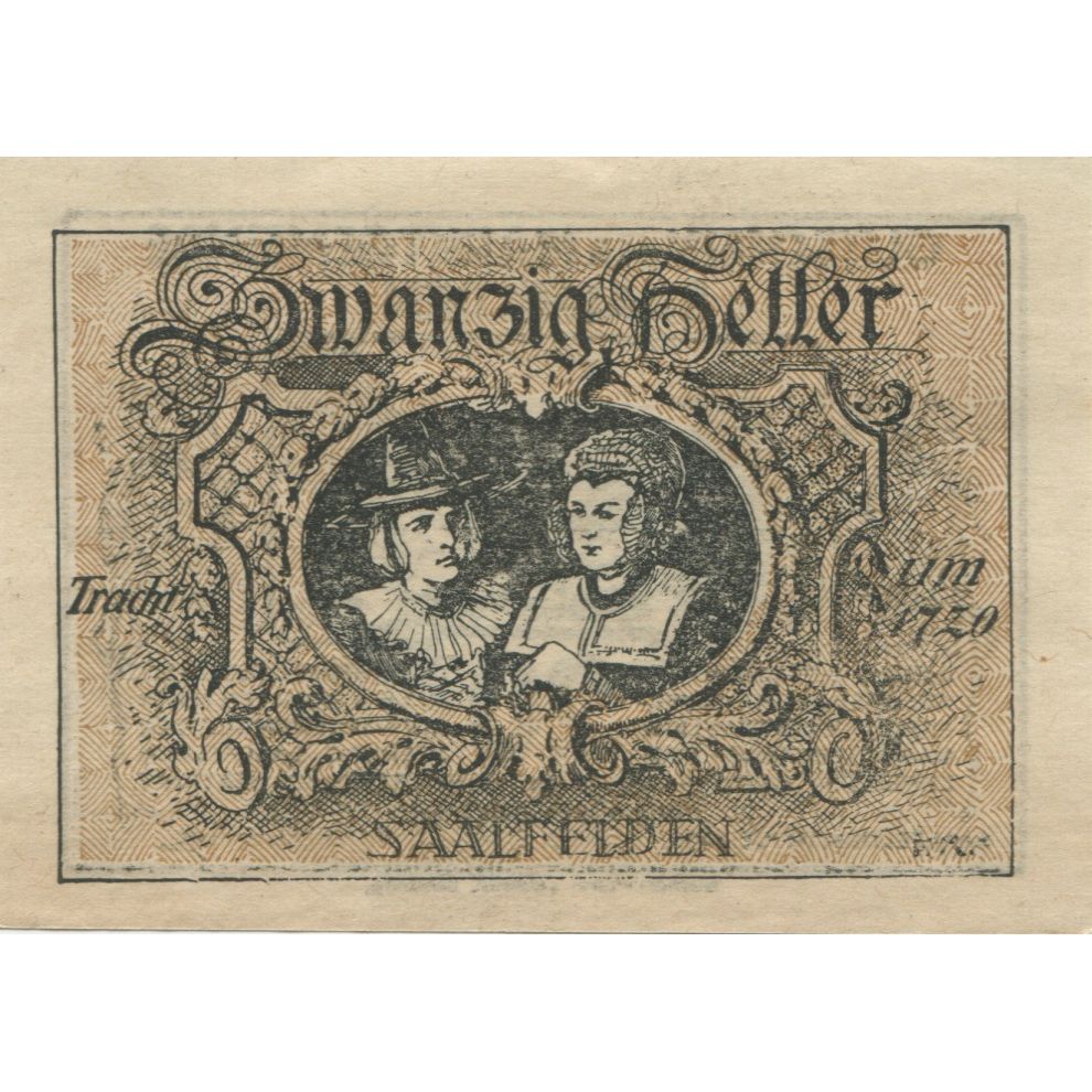 Banknote, Austria, Saalfelden, 20 Heller, paysage, 1920, UNC(63), Mehl:FS 859a