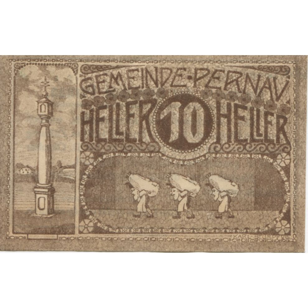Banknote, Austria, Pernau, 10 Heller, Monument, 1920 UNC(63) Mehl:FS 734Ia