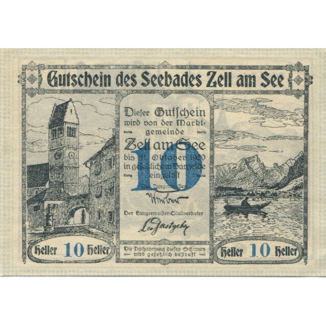 Banknote, Austria, Zell am See, 10 Heller, mer, 1920 UNC(63) Mehl:FS 1270II