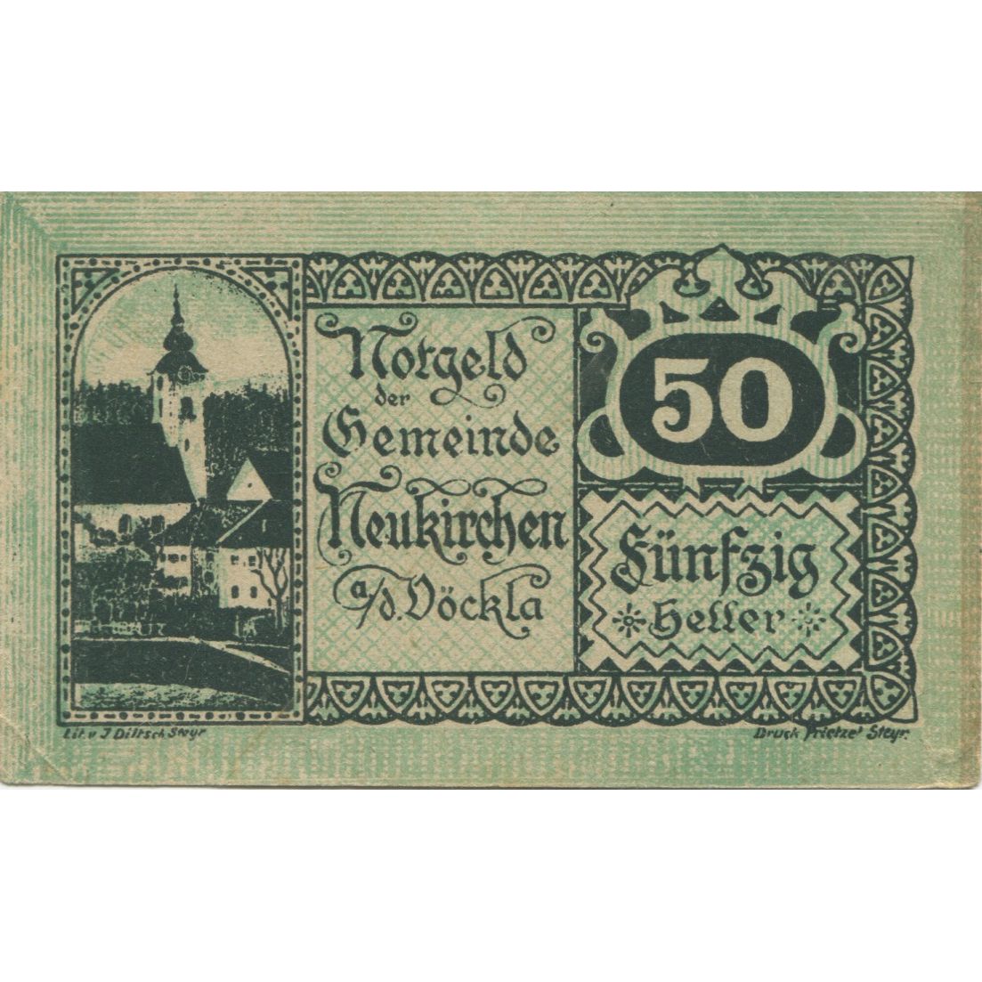 Banknote, Austria, Neukirchen, 50 Heller, Eglise 1920, AU(55-58) Mehl:FS 657