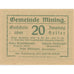 Billete, Austria, Mining, 20 Heller, château 1920-12-31, SC, Mehl:FS 613a