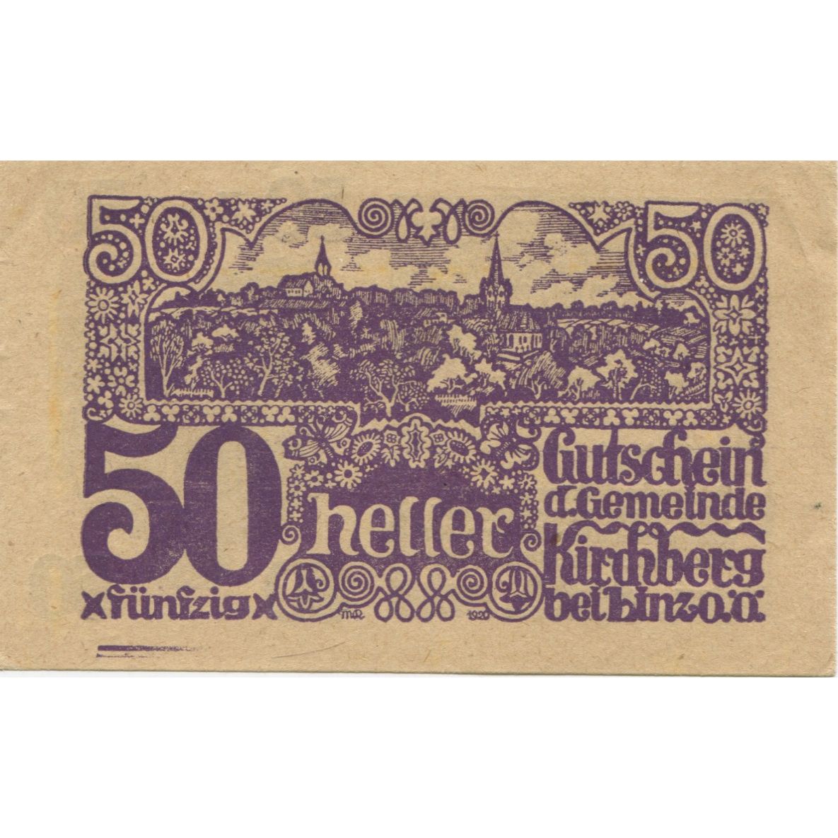 Banconote, Austria, Kirchberg, 50 Heller, village 1920-12-31, SPL Mehl:FS 443