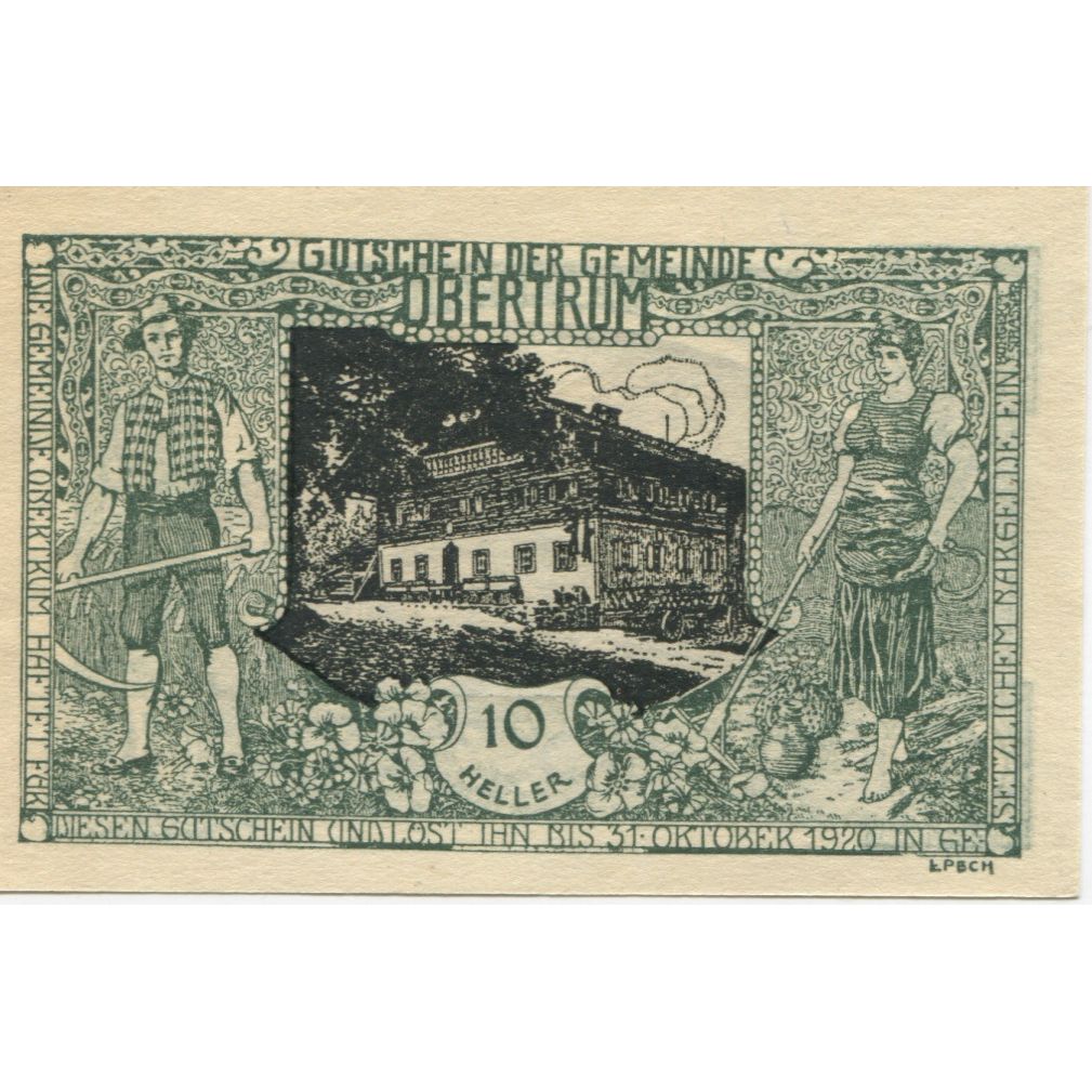 Banconote, Austria, Obertrum, 10 Heller, chalet 1920-10-31, SPL, Mehl:FS 695a