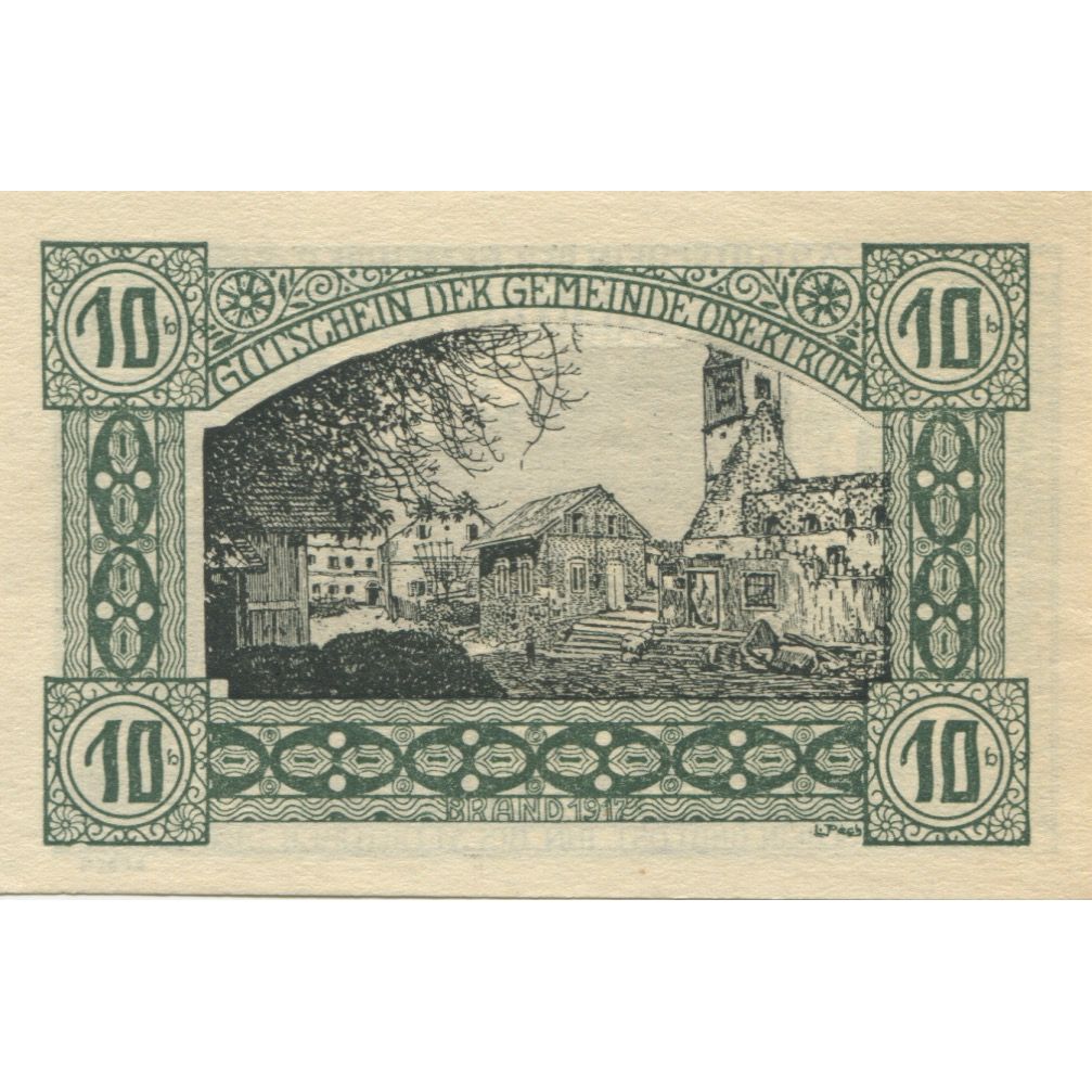 Banconote, Austria, Obertrum, 10 Heller, chalet 1920-10-31, SPL, Mehl:FS 695a
