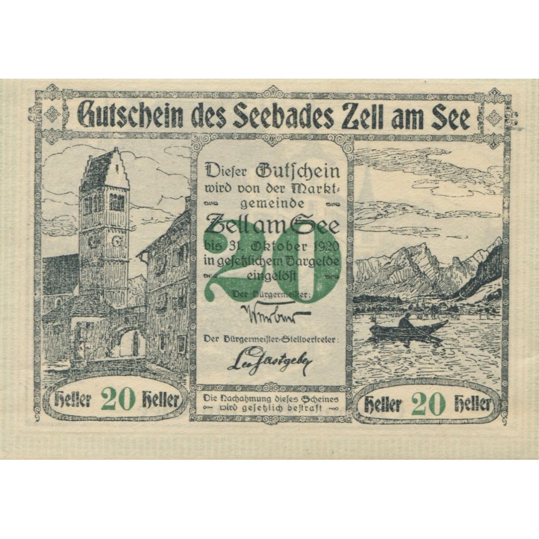 Banknote, Austria, Zell am See, 20 Heller mer 1920-08-31, UNC(63) Mehl:FS 1270II