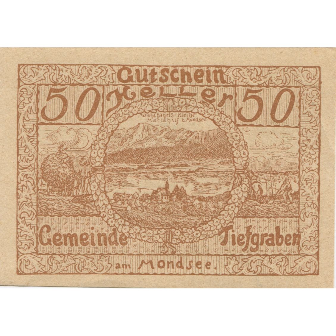 Biljet, Oostenrijk, Tiefgraben, 50 Heller, paysage 1920-09-15, SPL Mehl:FS 1071