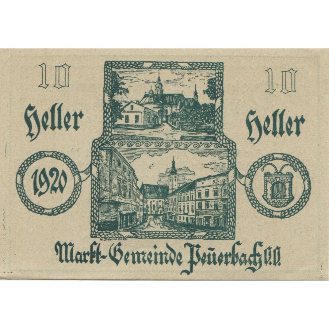 Banknote, Austria, Peuerbach, 10 Heller, rue, 1920 UNC(63), Mehl:FS 741IIa