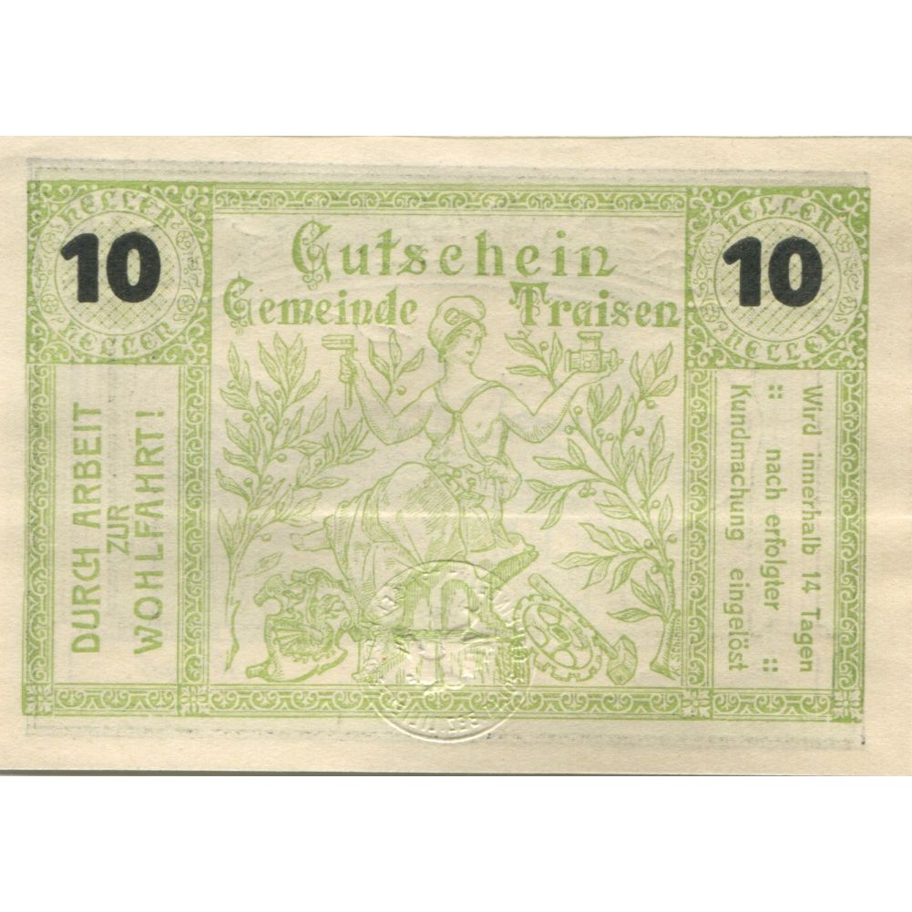 Banknote, Austria, Traisen, 10 Heller, Usine, 1920, UNC(63), Mehl:FS 1076IIa