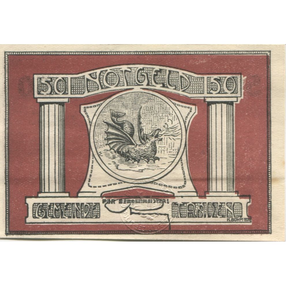 Geldschein, Österreich, Traisen, 50 Heller, dragon, 1920, UNZ-, Mehl:FS 1076IIb