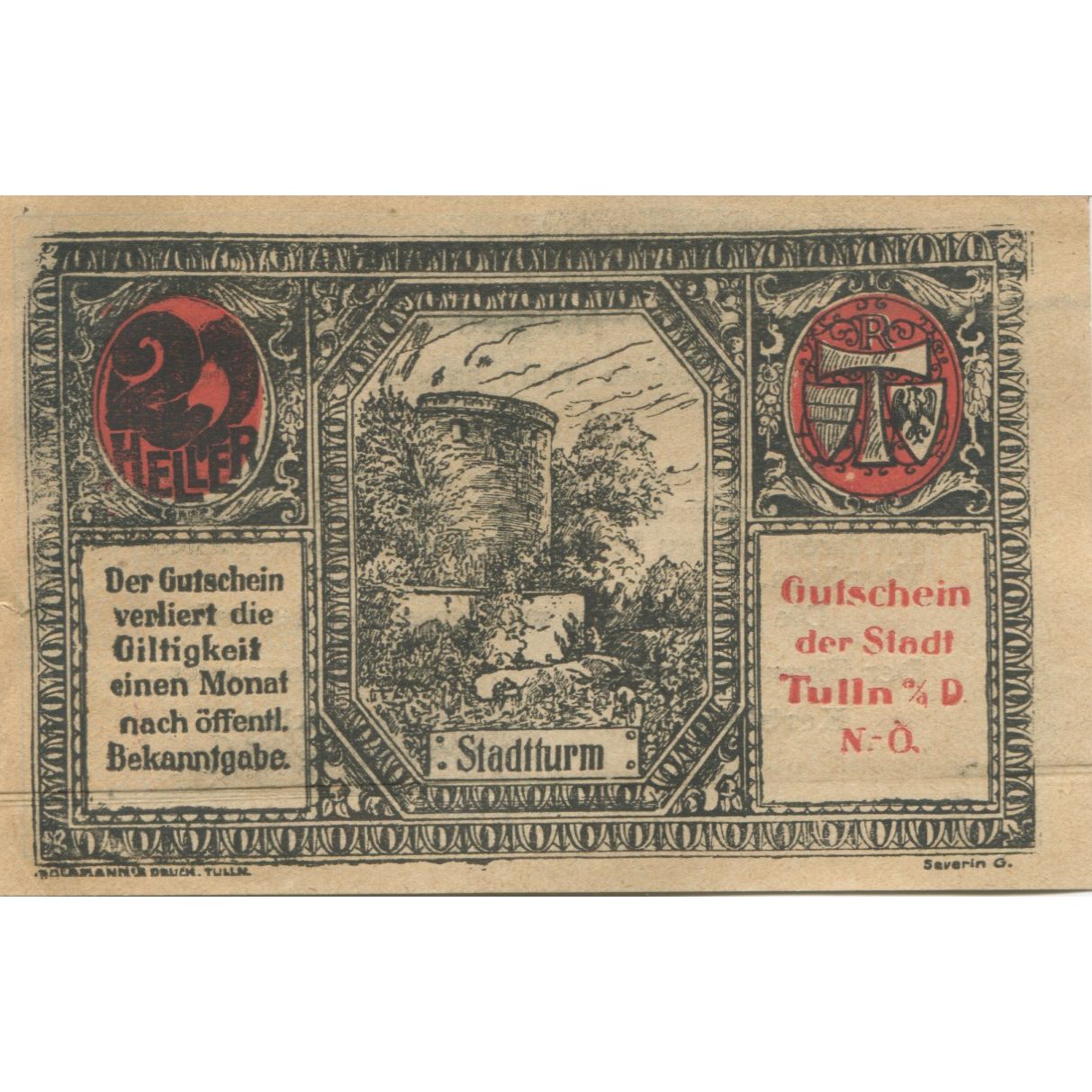 Banknote, Austria, Tulln, 20 Heller, ruine, 1920, UNC(63), Mehl:FS 1083IIa