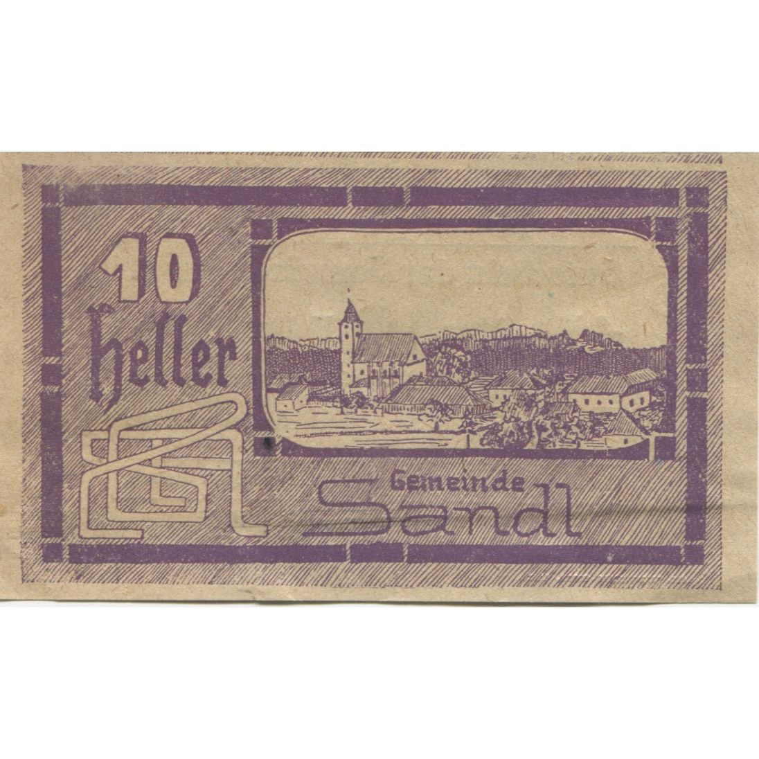 Billet, Autriche, Sandl, 10 Heller, village 1920-09-30, SPL, Mehl:FS 874Ia