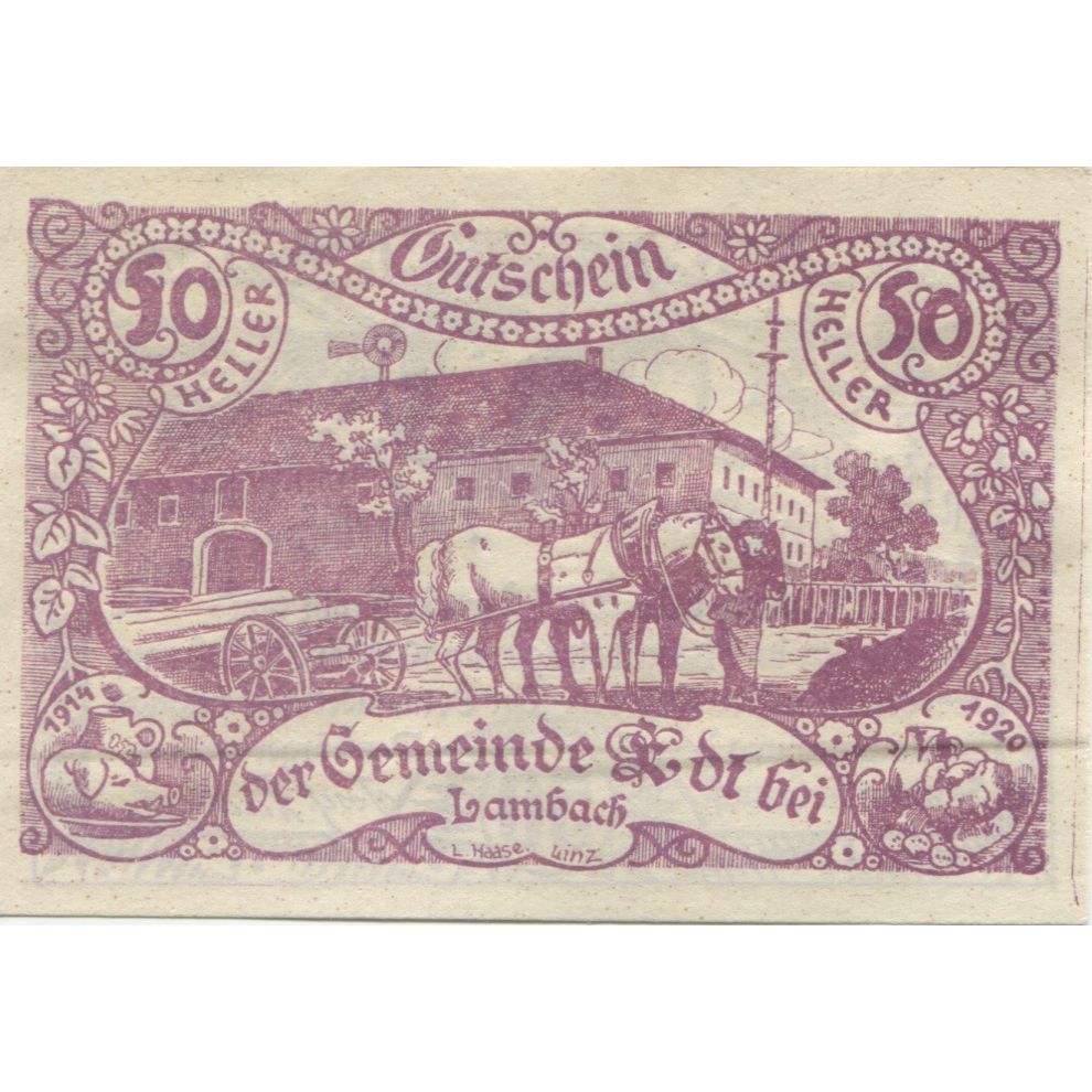 Banknote, Austria, Lambach, 50 Heller, ferme 1920-11-30, UNC(63), Mehl:FS 151a