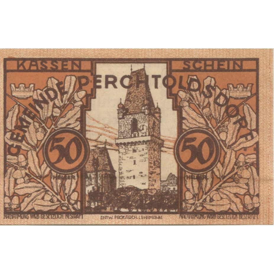 Banknot, Austria, Perchtoldsdorf, 50 Heller, château 1920 SPL Mehl:FS 728
