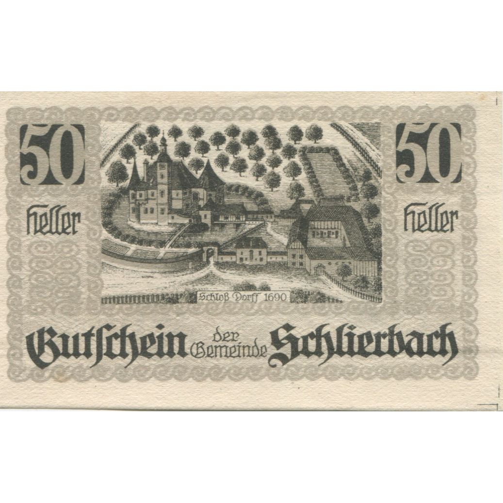Banknote, Austria, Schlierbach, 50 Heller, Blason, 1920, UNC(63) Mehl:FS 962IIa