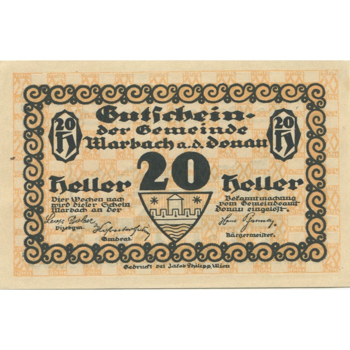 Banknote, Austria, Marbach, 20 Heller, pont, 1920, UNC(63), Mehl:FS 579II