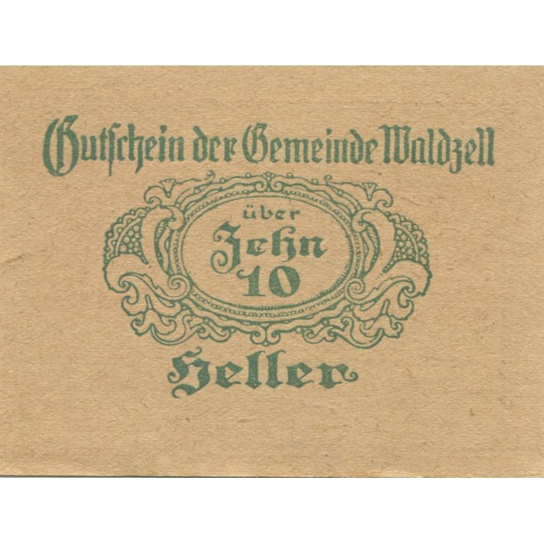 Banknote, Austria, Waldzell, 10 Heller, Forêt, 1920 UNC(63) Mehl:FS 1135a
