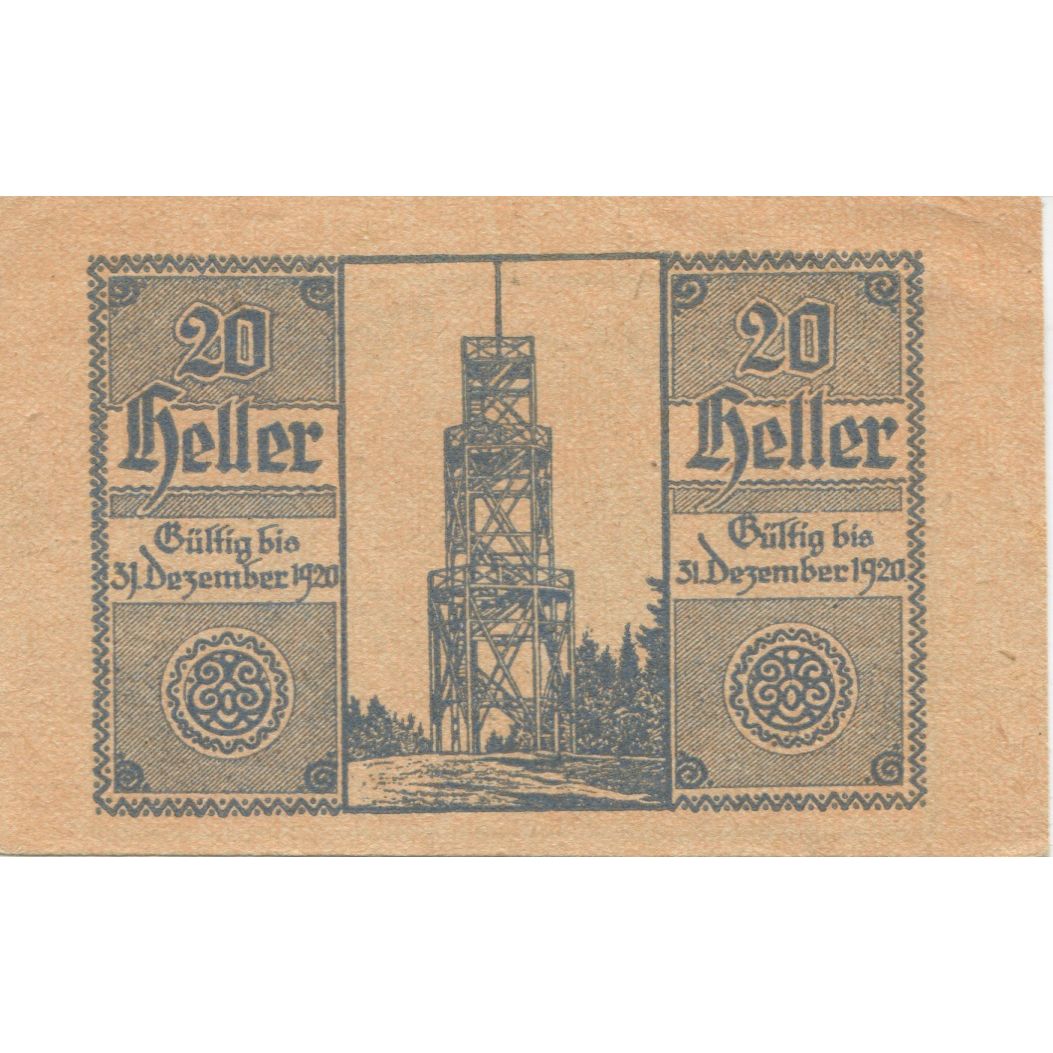 Banknote, Austria, St Ulrich, 20 Heller, Texte, 1920 UNC(63) Mehl:FS 940