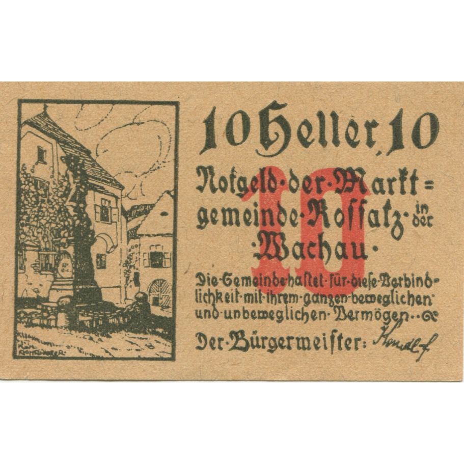 Banknote, Austria, Koffatz I/d Wachau, 10 Heller 1920 UNC(63) Mehl:FS 848b