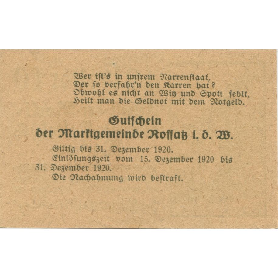 Banknote, Austria, Koffatz I/d Wachau, 10 Heller 1920 UNC(63) Mehl:FS 848b