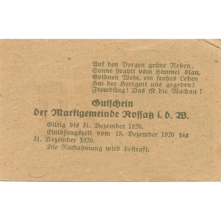 Geldschein Österreich Koffatz i/d Wachau 20Heller ferme 1920 UNZ- Mehl:FS 848b