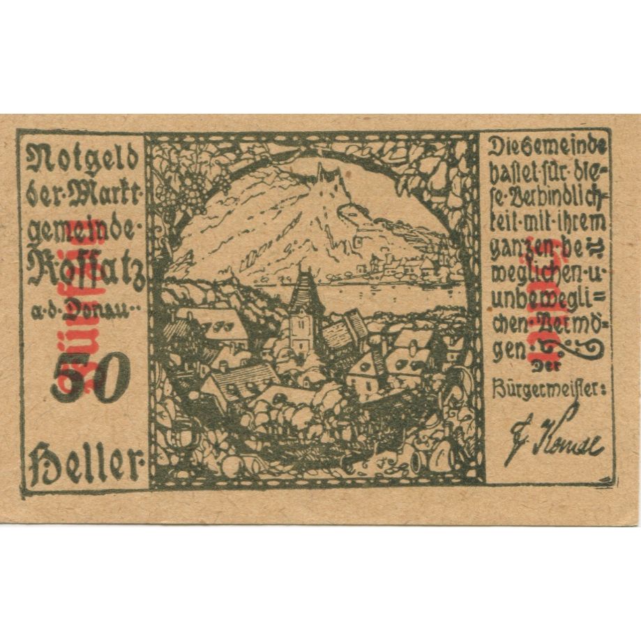 Banknote, Austria, Koffatz 50 Heller, village, 1920 UNC(63) Mehl:FS 848b