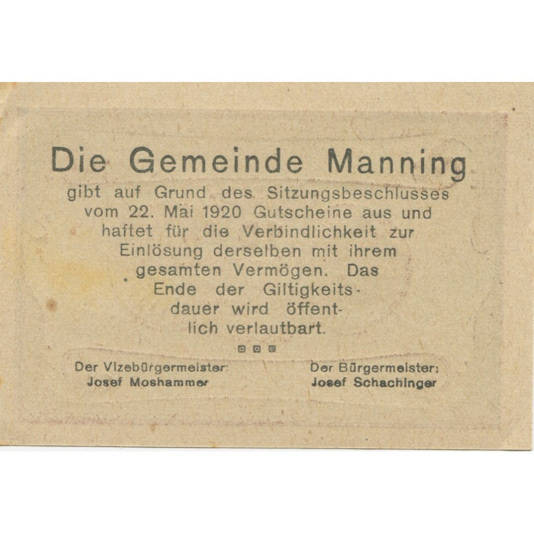 Banknote, Austria, Manning, 10 Heller, ferme 1920-05-22, UNC(63), Mehl:FS 72Ia