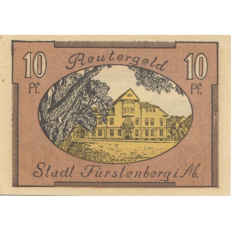 Banknote, Germany, Furstenberg 10 Pfennig, château, 1922 UNC(63) Mehl: 402.15