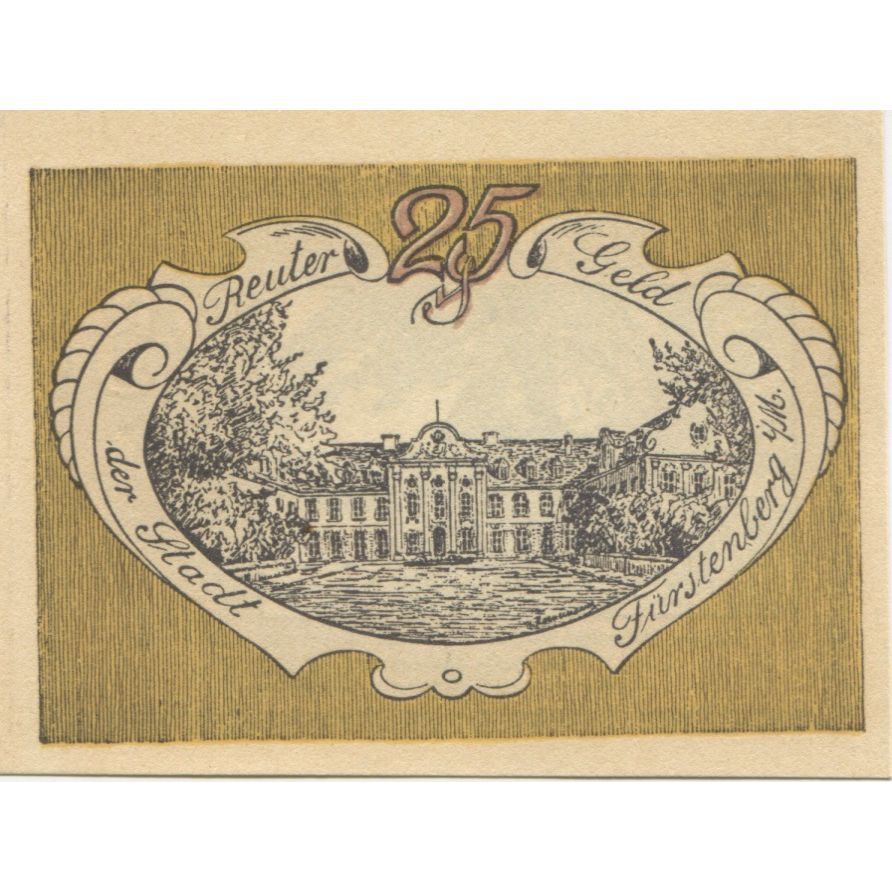 Banknote, Germany, Fürstenberg, 25 Pfennig, château, 1922 UNC(63) Mehl: 402.15
