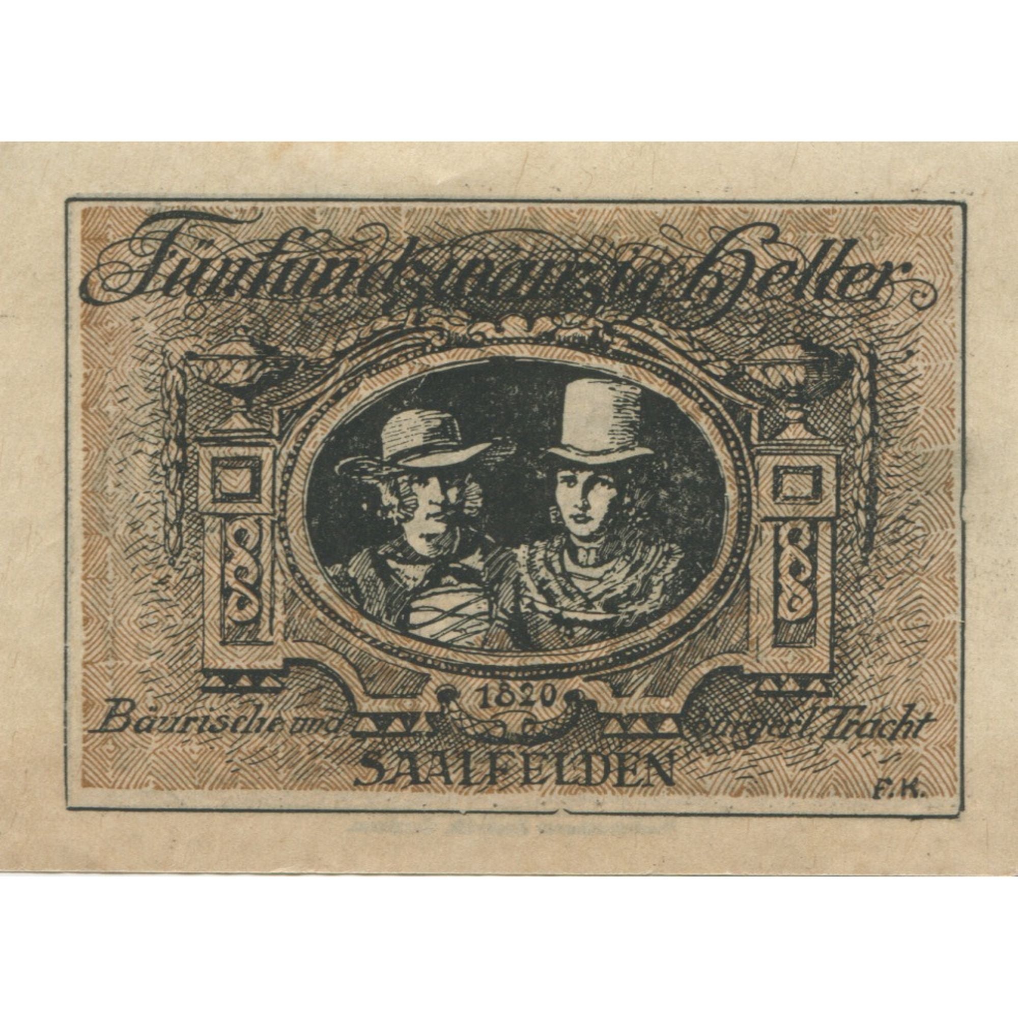 Banknote, Austria, Saalfelden, 25 Heller, montagne, 1920, UNC(63), Mehl:FS 859a