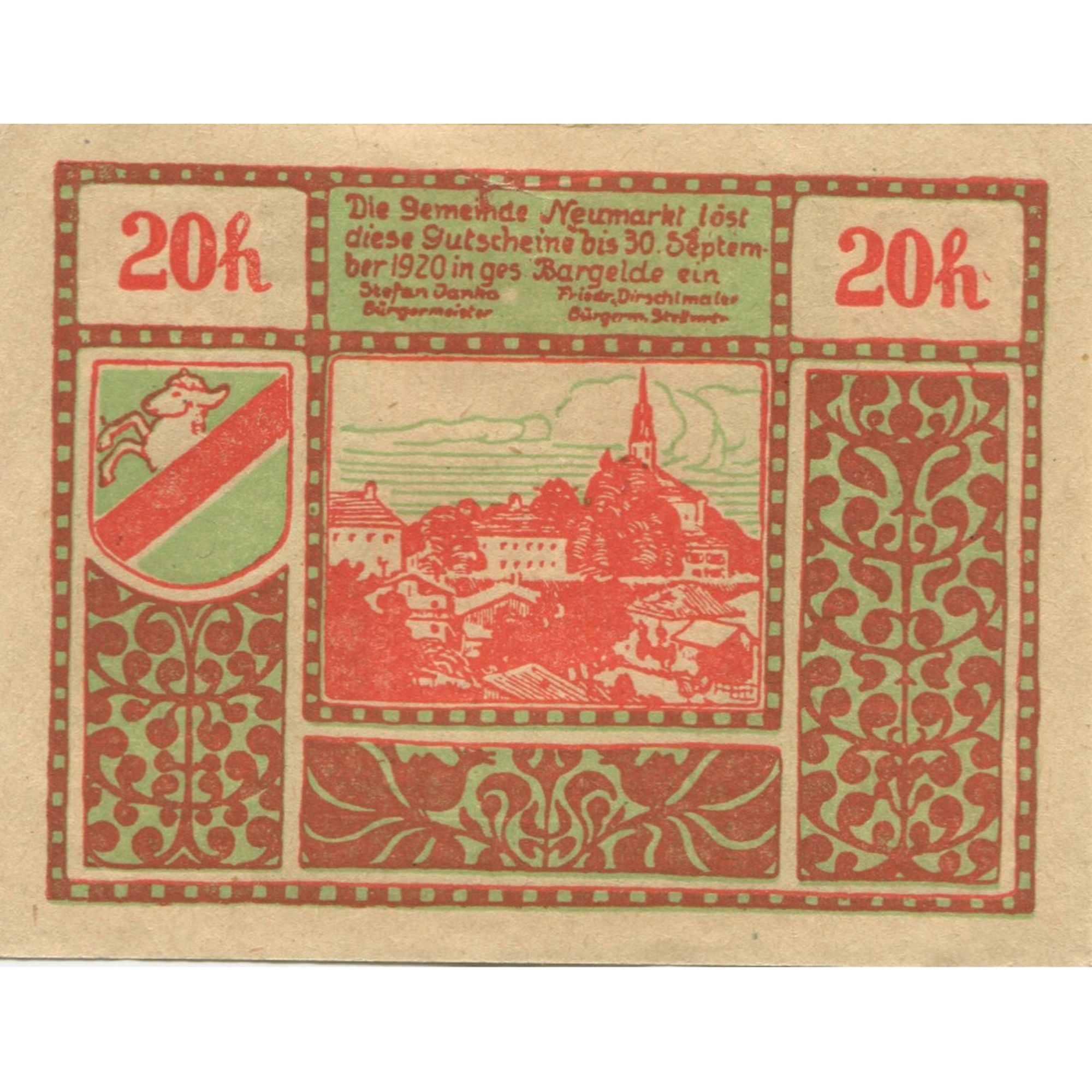 Geldschein, Österreich, Salzburg, 20 Heller, ferme 1920-09-30, UNZ- Mehl:FS 660a