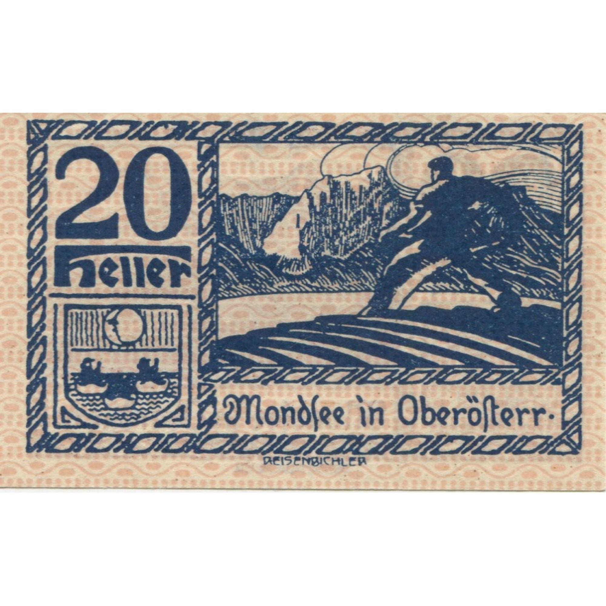 Banknote, Austria, Mondsee, 20 Heller, champs, 1920 UNC(63) Mehl:FS 626a1