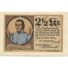 Banknote, Austria, Hall, 2 1/2 Kronen, portrait, 1920 UNC(63) Mehl:FS 342IId