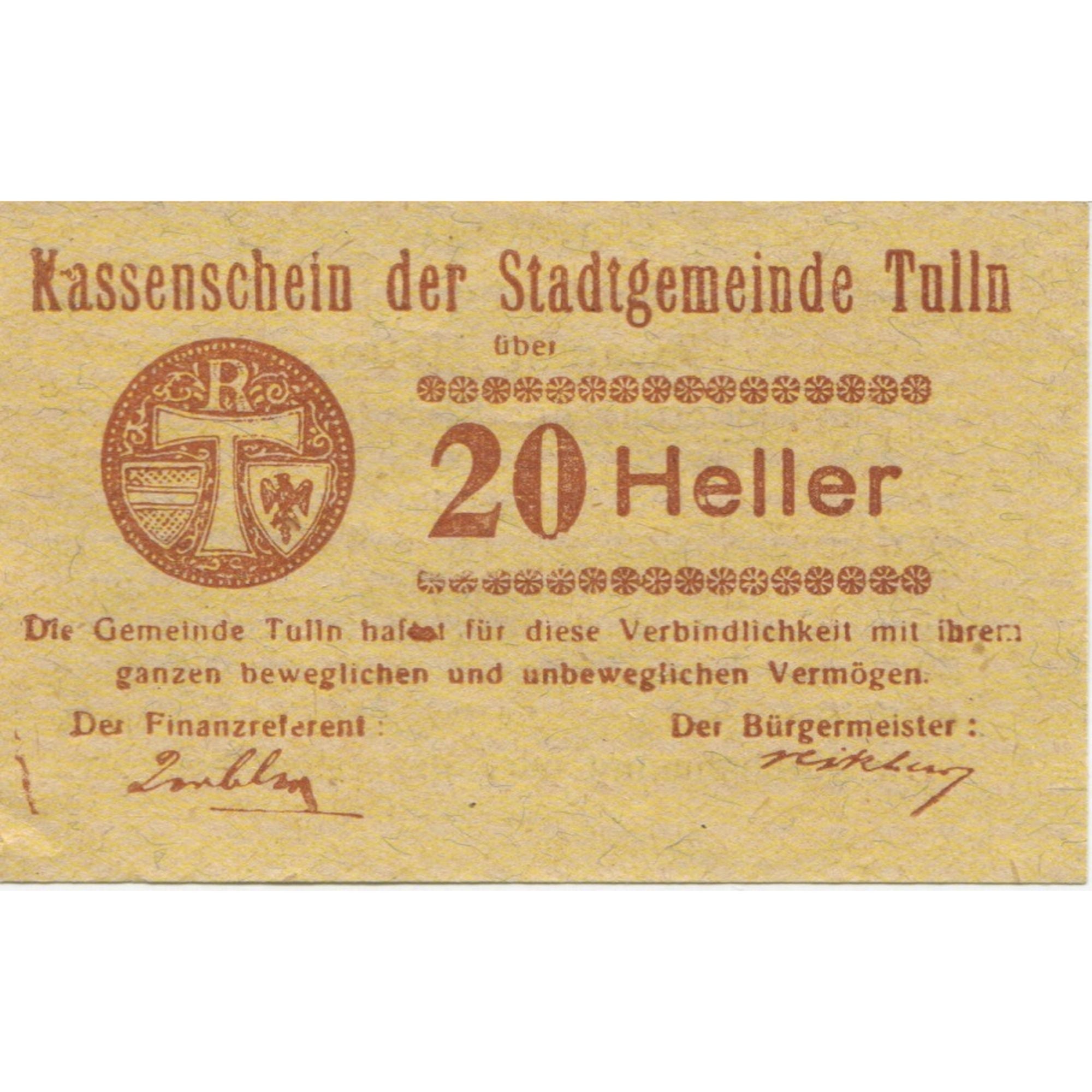 Banknote, Austria, Tulln, 20 Heller, Texte 1920-09-30, UNC(63), Mehl:FS 1083I