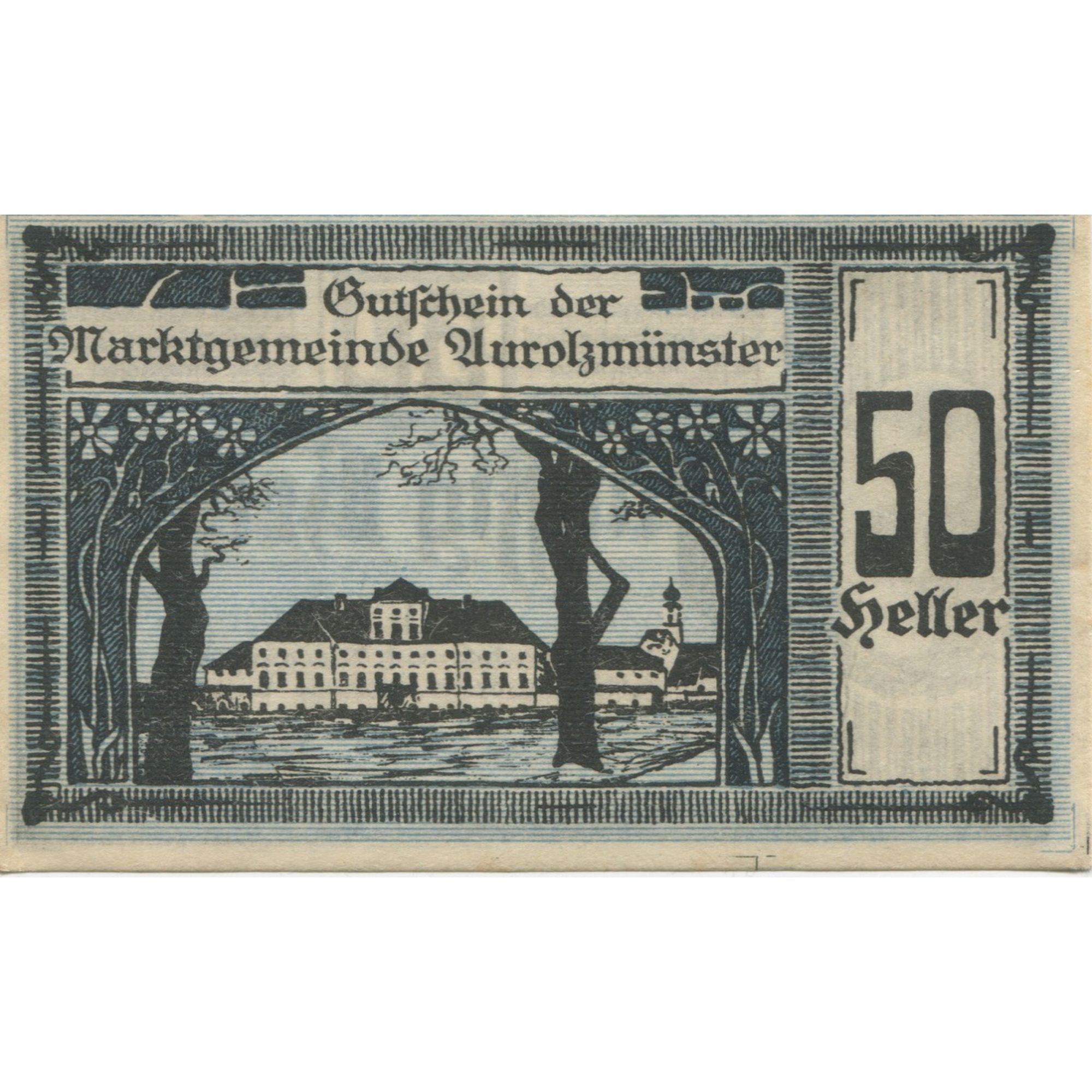 Banknote, Austria, Aurolzmunster, 50 Heller, portrait, 1920 UNC(63) Mehl:FS 69a