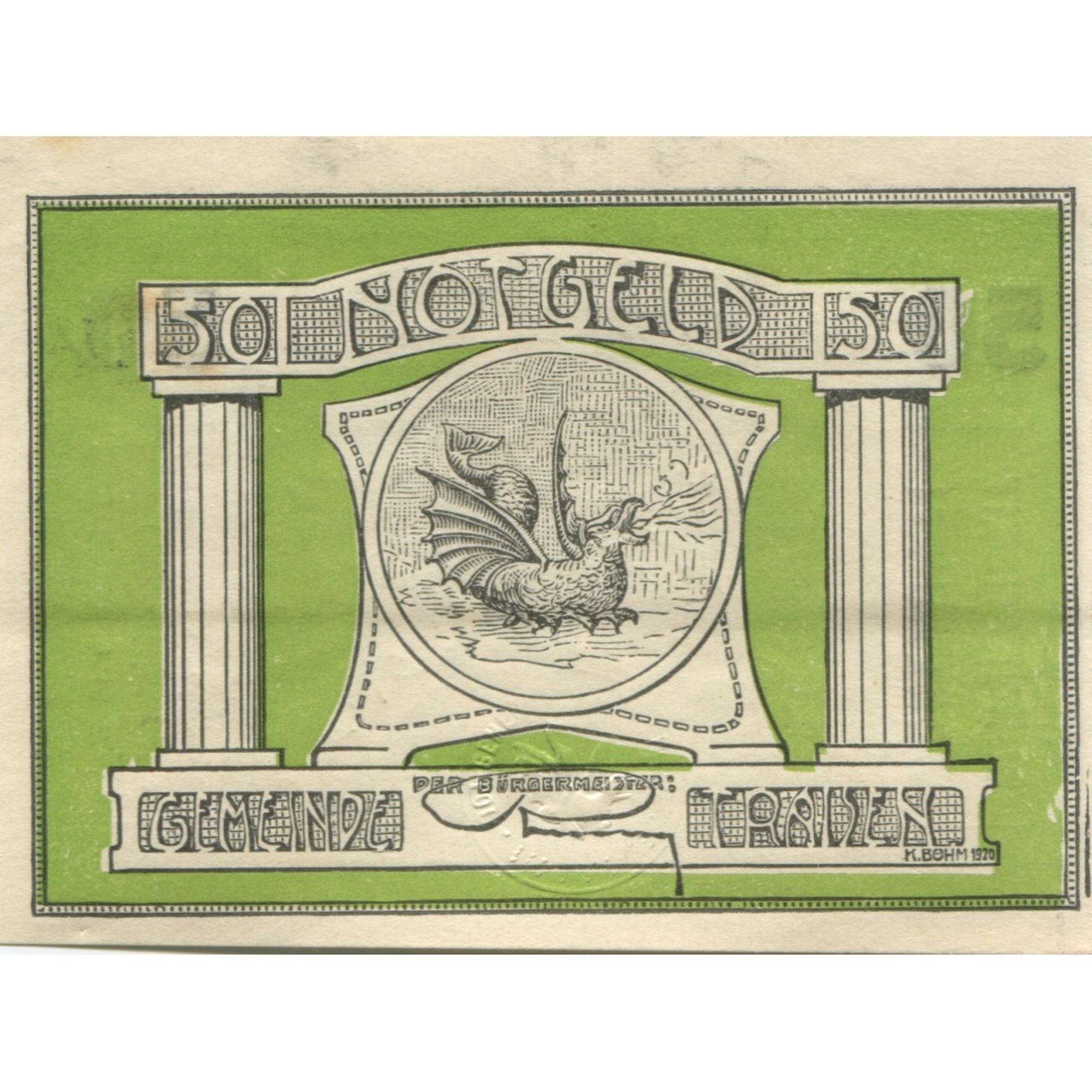 Banknote, Austria, Traisen, 50 Heller, Blason, 1920, UNC(63), Mehl:FS 1076IIa