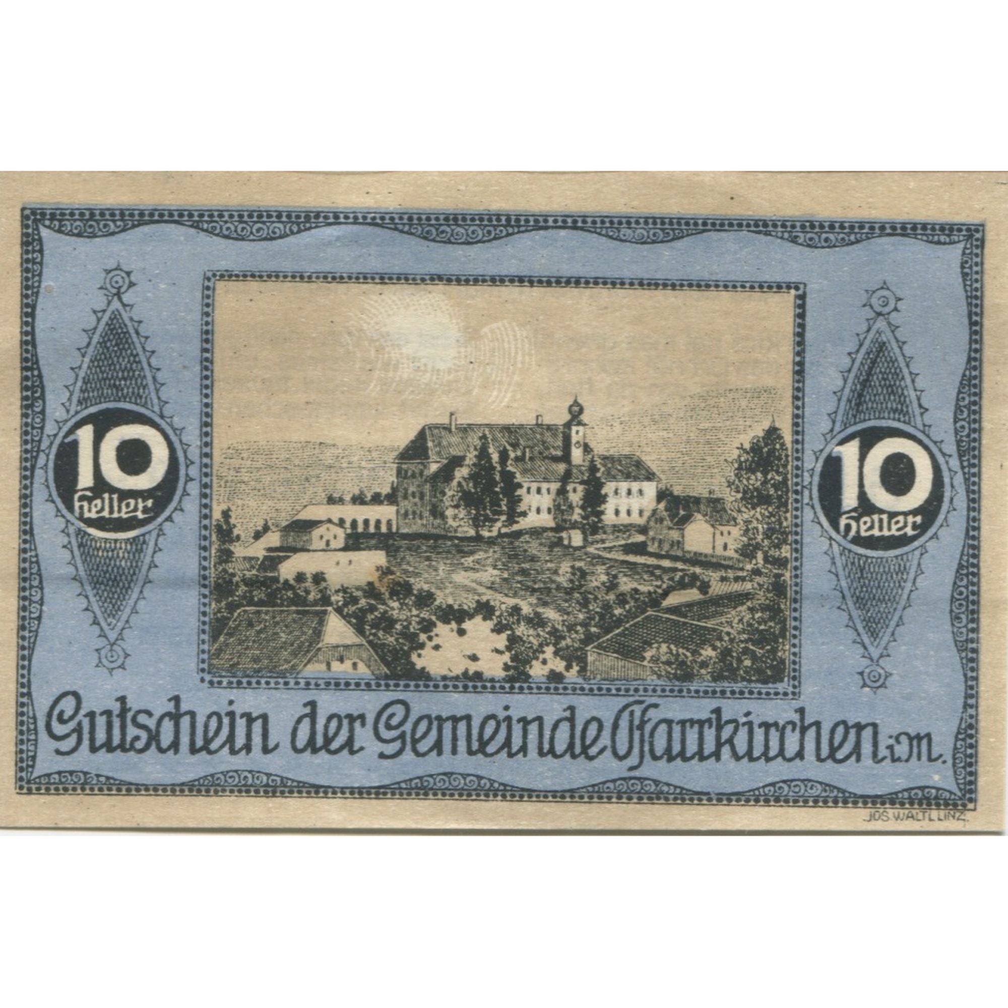 Banknote, Austria, Pfarrkirchen, 10 Heller, château, 1920, UNC(63), Mehl:FS 744