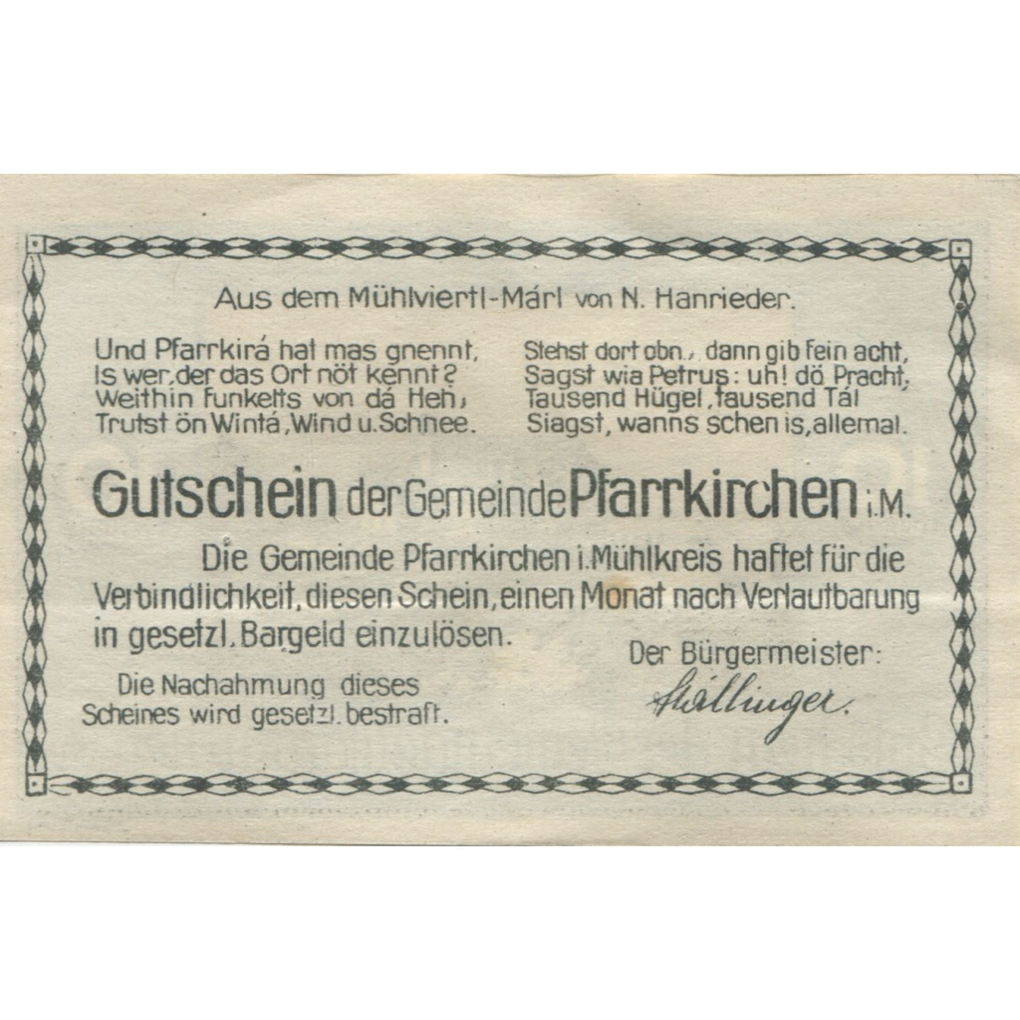 Banknote, Austria, Pfarrkirchen, 10 Heller, château, 1920, UNC(63), Mehl:FS 744