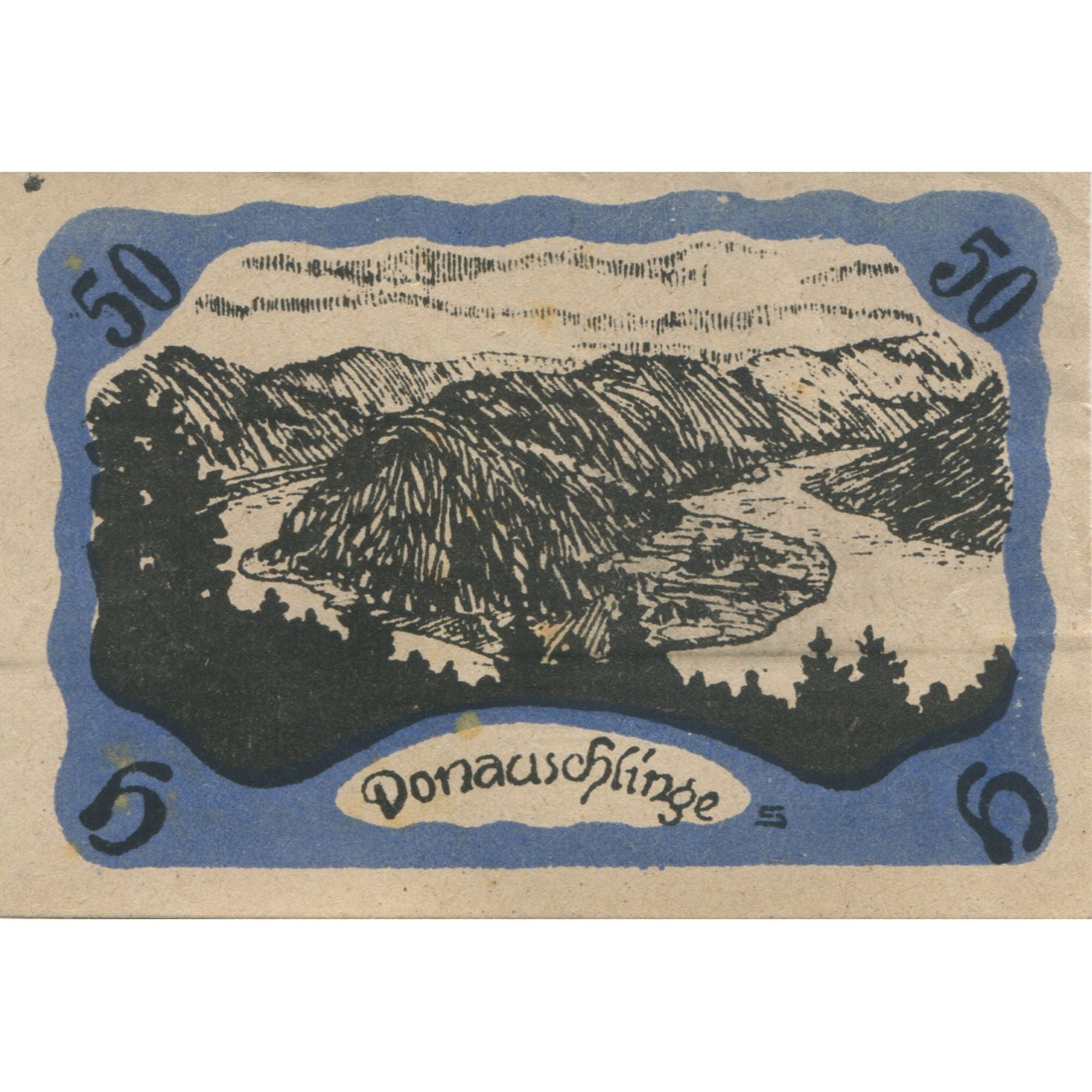 Banknote, Austria, Marsbach, 50 Heller, montagne, 1920 UNC(63) Mehl:FS 592a