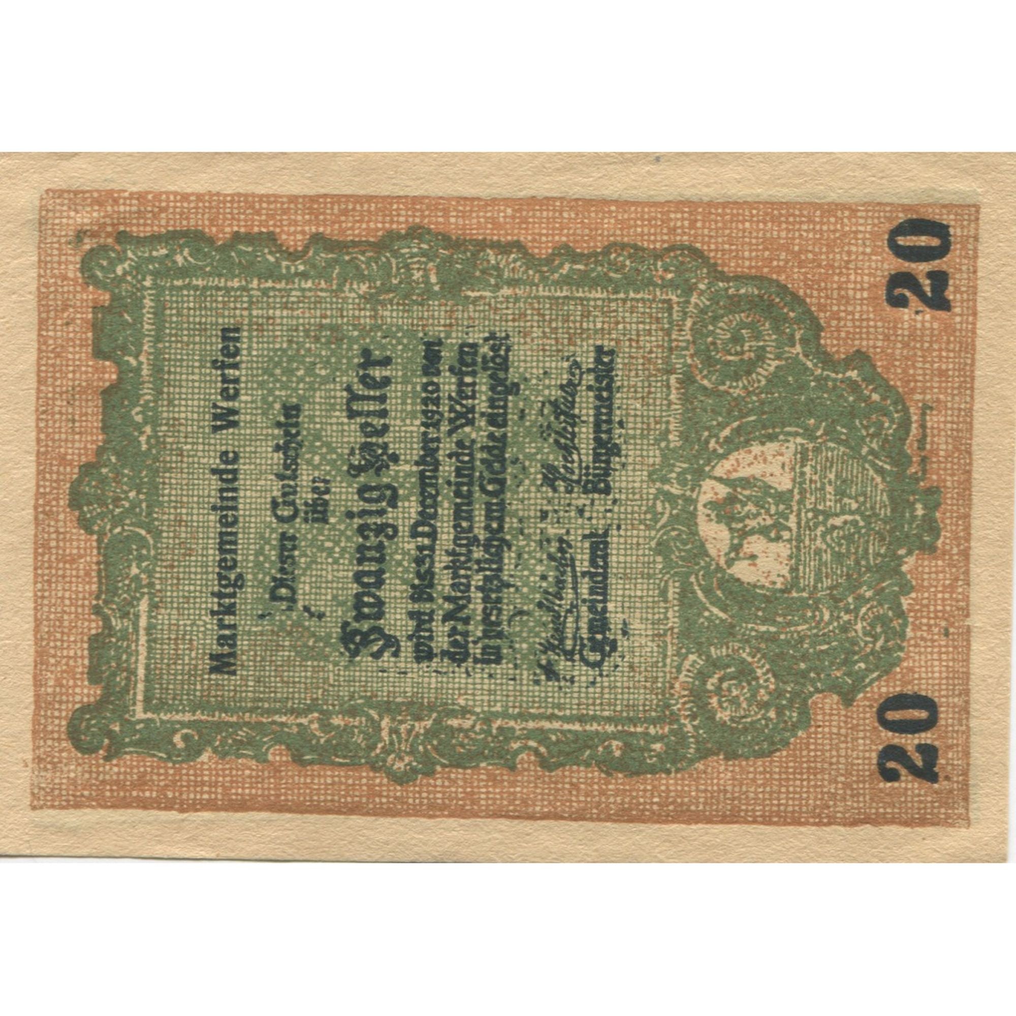 Banknote, Austria, Werfen, 20 Heller, montagne, 1920 UNC(63) Mehl:FS 1173a