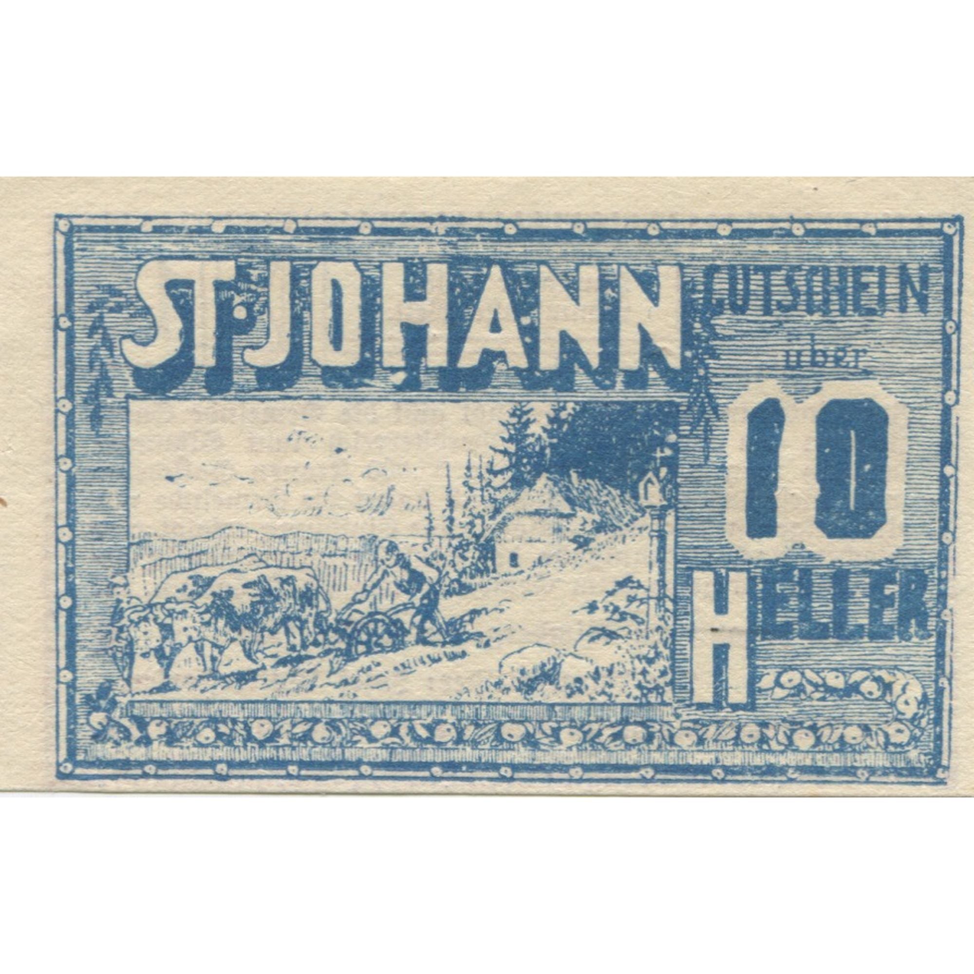Banknote, Austria, St Johann, 10 Heller, paysage, 1920, UNC(63), Mehl:FS 894aa