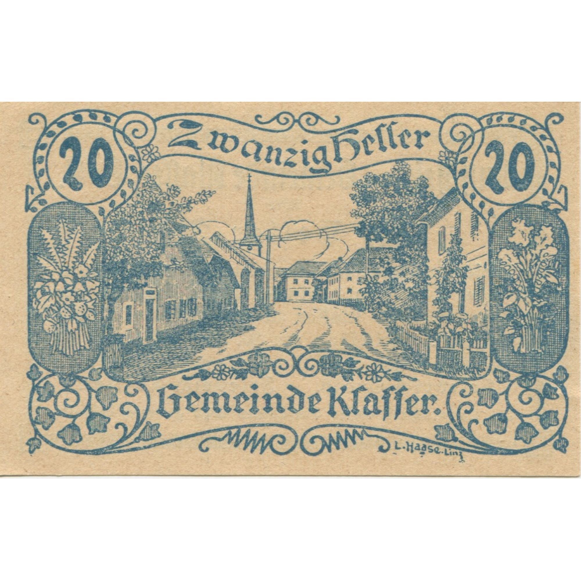 Banknote, Austria, Klaffer, 20 Heller, route 1921-03-31, UNC(63), Mehl:FS 450b