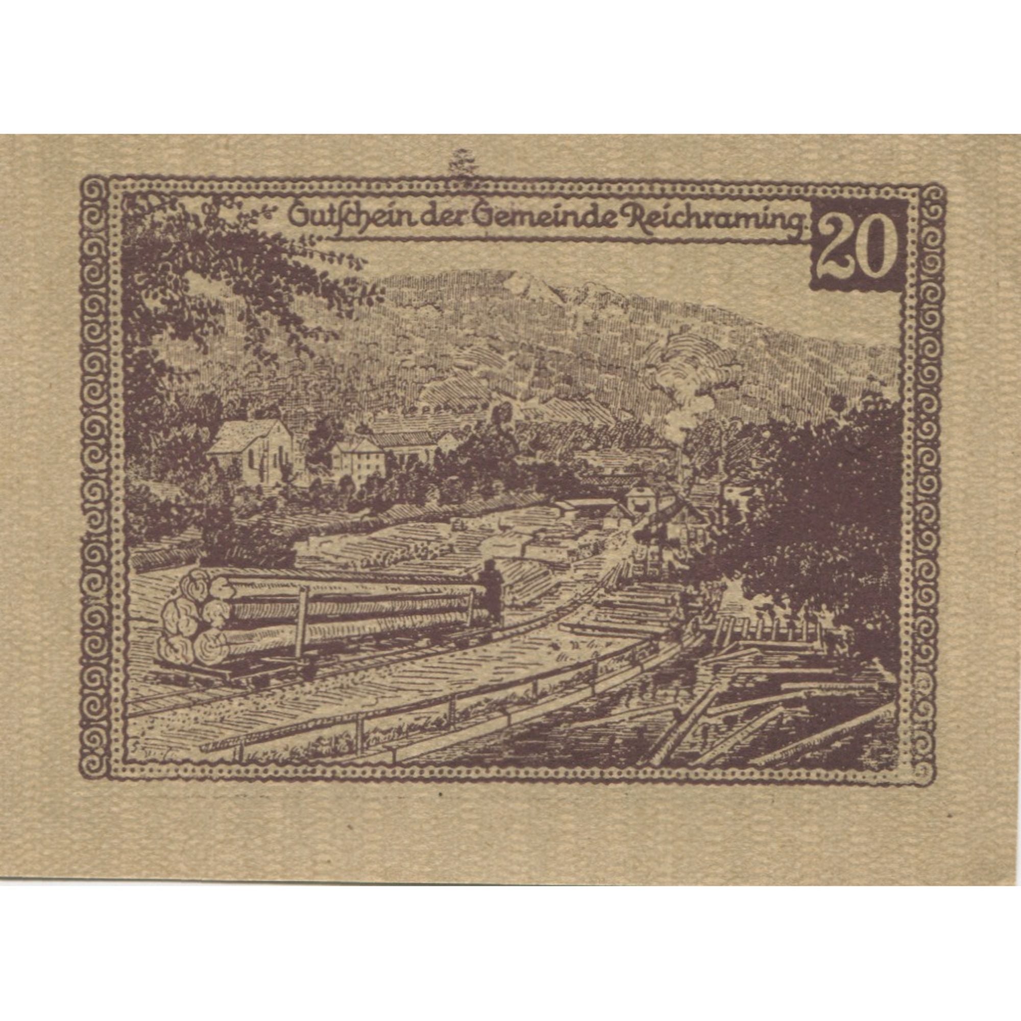 Banknote, Austria, Reichraming, 20 Heller, cerf, 1920 UNC(63) Mehl:FS 829b