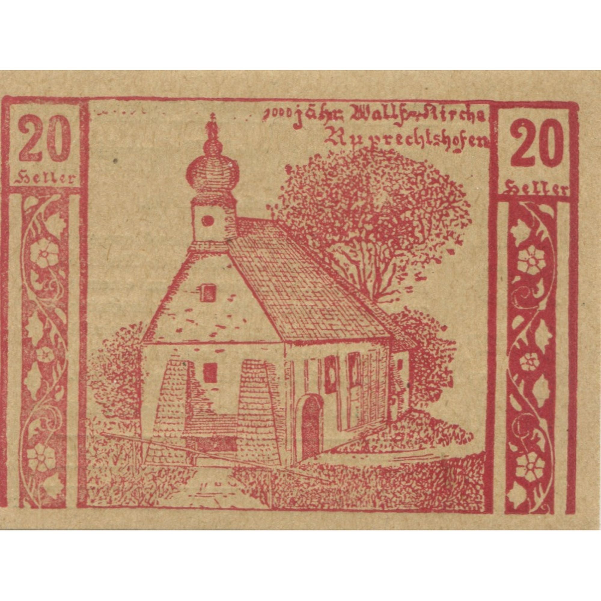 Banknote, Austria, Niederneukirchen, 20 Heller, Eglise 1920 UNC(63) Mehl:FS 670a