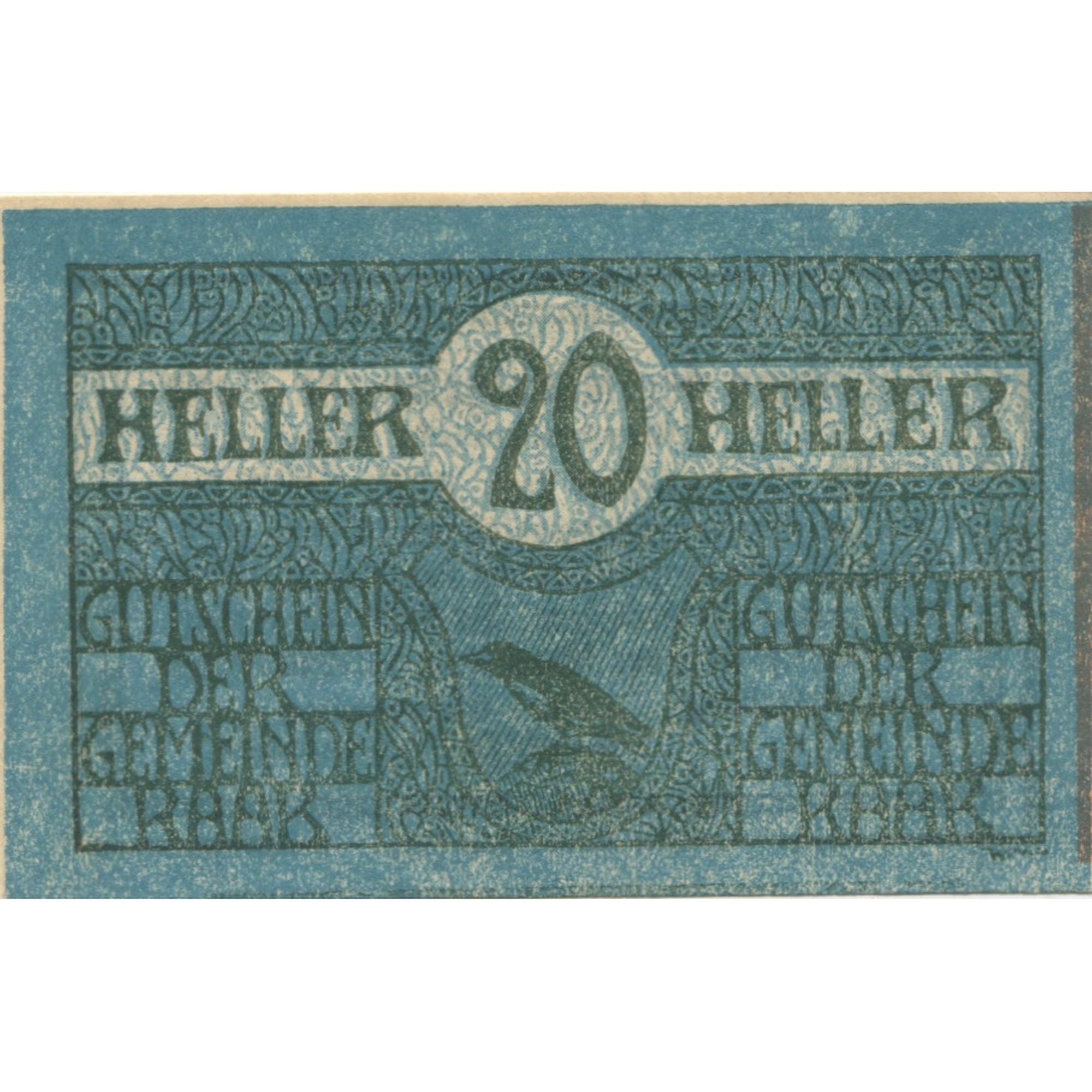 Banknote, Austria, Raab, 20 Heller, Texte, 1920, UNC(63), Mehl:FS 805Ia