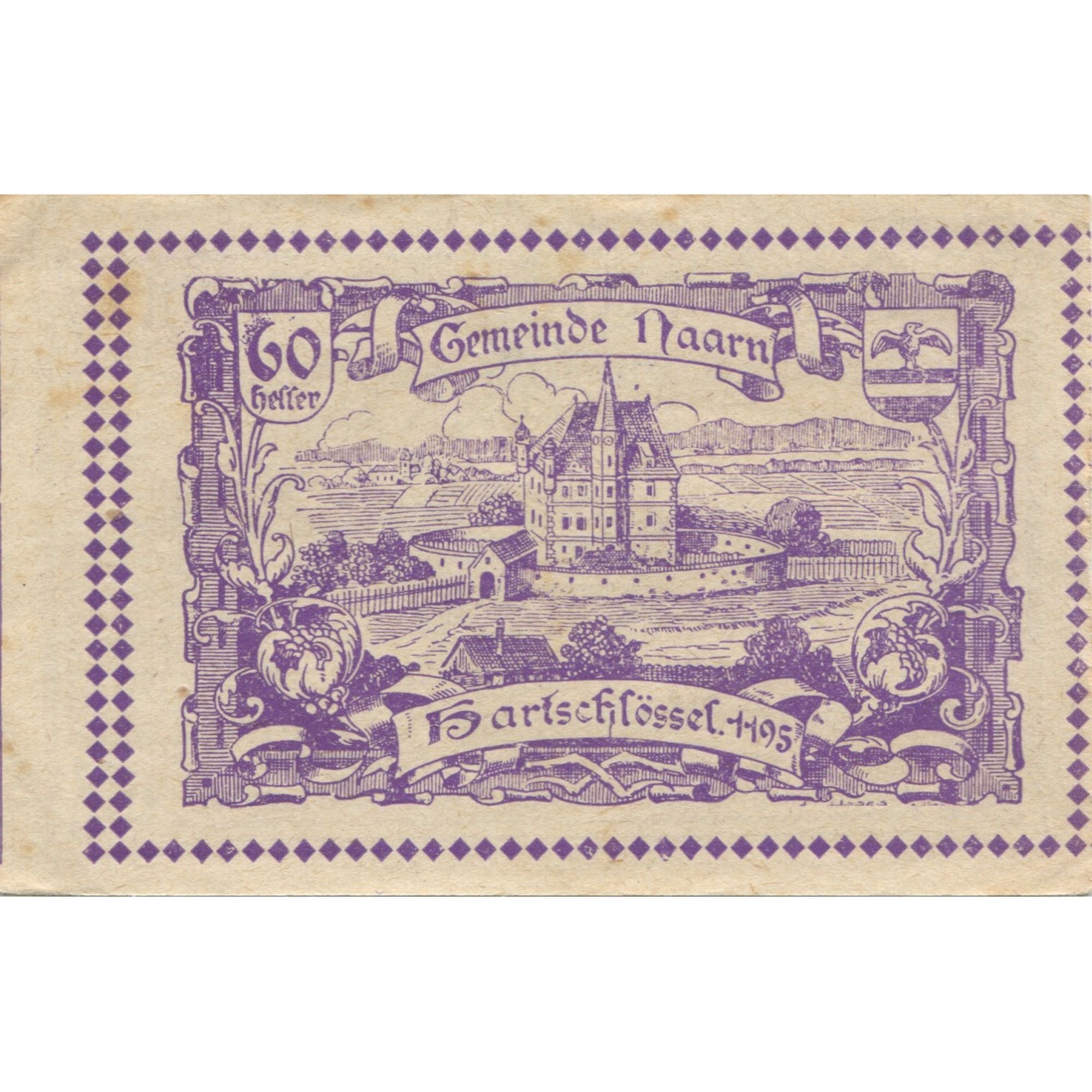 Billet, Autriche, Naarn, 60 Heller, Blason, 1920, 1920-12-31, SUP, Mehl:FS 642a