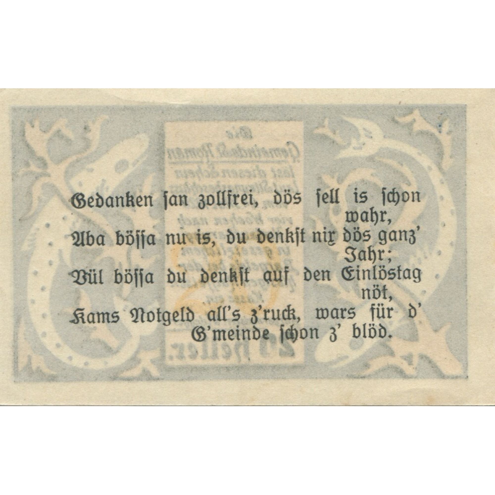 Banknote, Austria, St Roman, 20 Heller, Poisson 1, 1920, UNC(63), Mehl:FS 935a