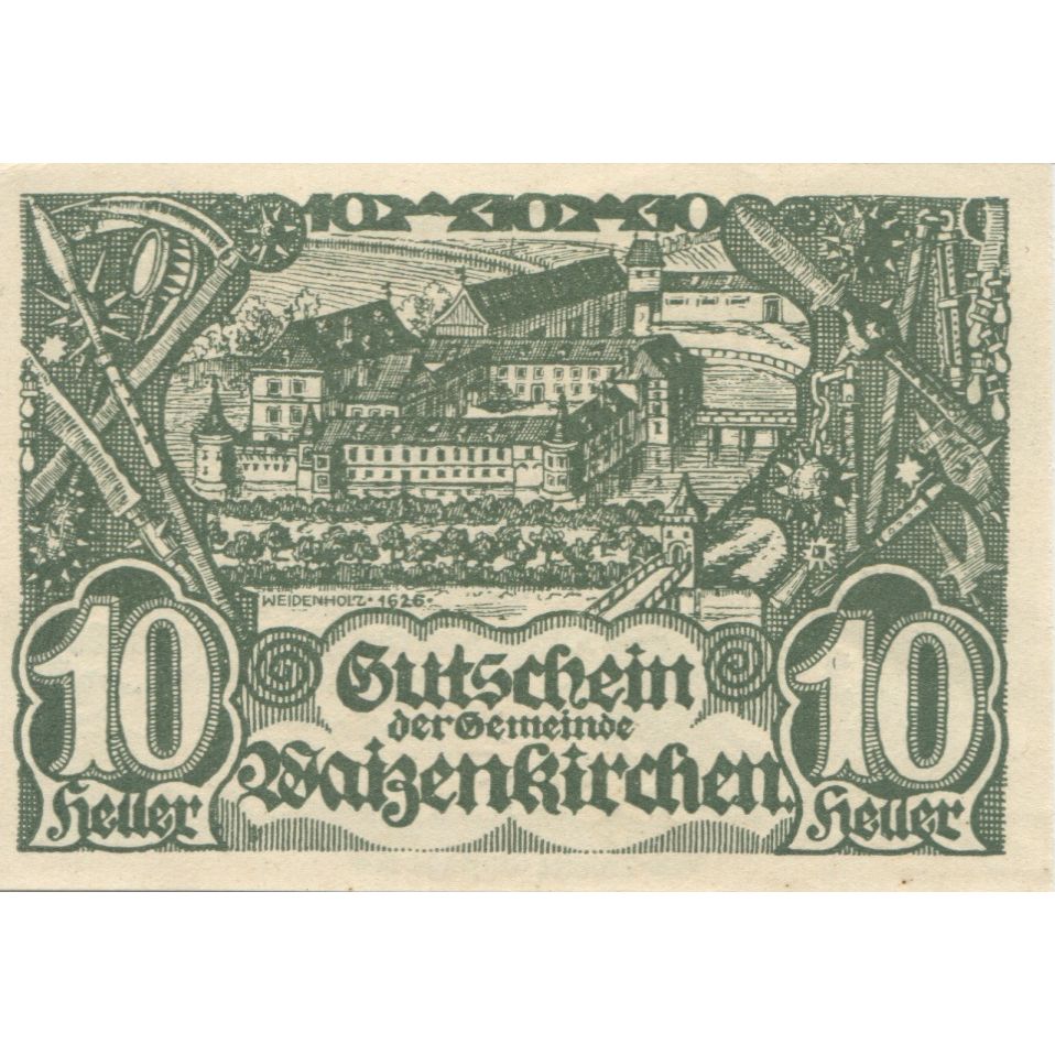 Banconote, Austria, Waizenkirchen 10Heller, Blason 1920-12-31, SPL Mehl:FS 1128b